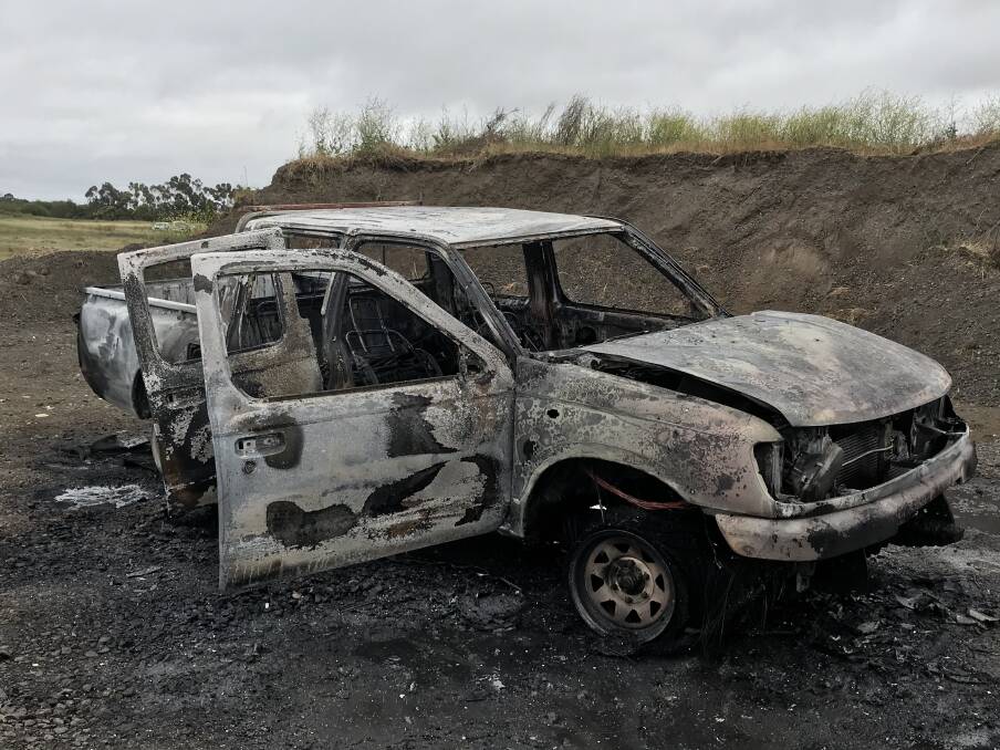 DESTROYED: A car was gutted by fire in Wendouree this morning.