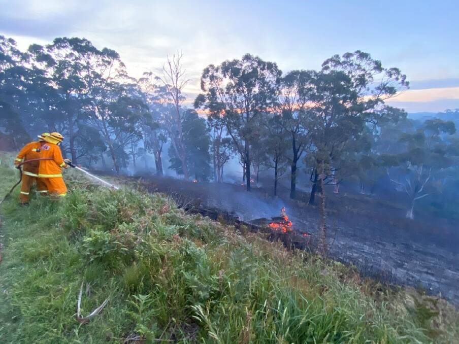 Firefighters work to extinguish the blaze. Photo: Buninyong-Mount Helen Fire Brigade