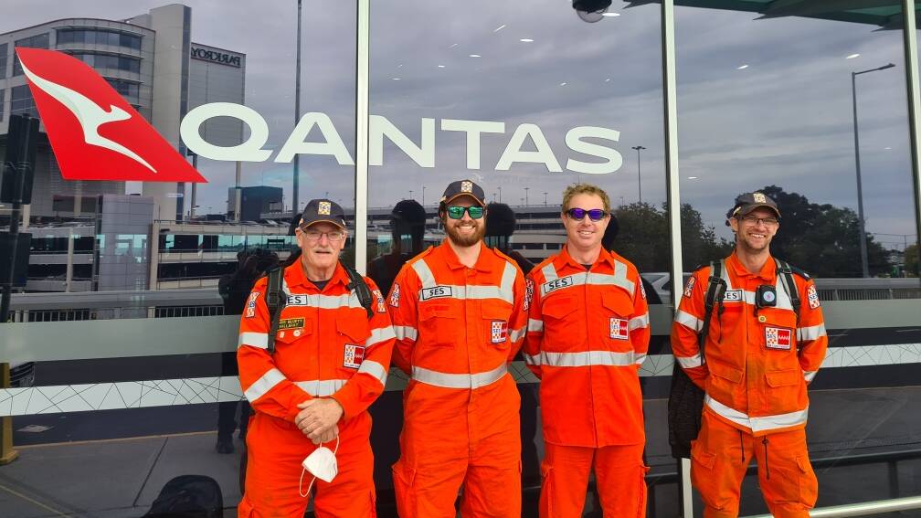 ON THE WAY: Ballarat SES unit volunteers Chris Bluett, Wiz Rennie, Trent Oldaker and Ben Lynch departing to assist in WA. Photo: Supplied