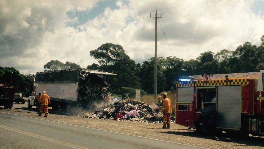Contents of truck trailer catch fire as driver travels on Western Freeway