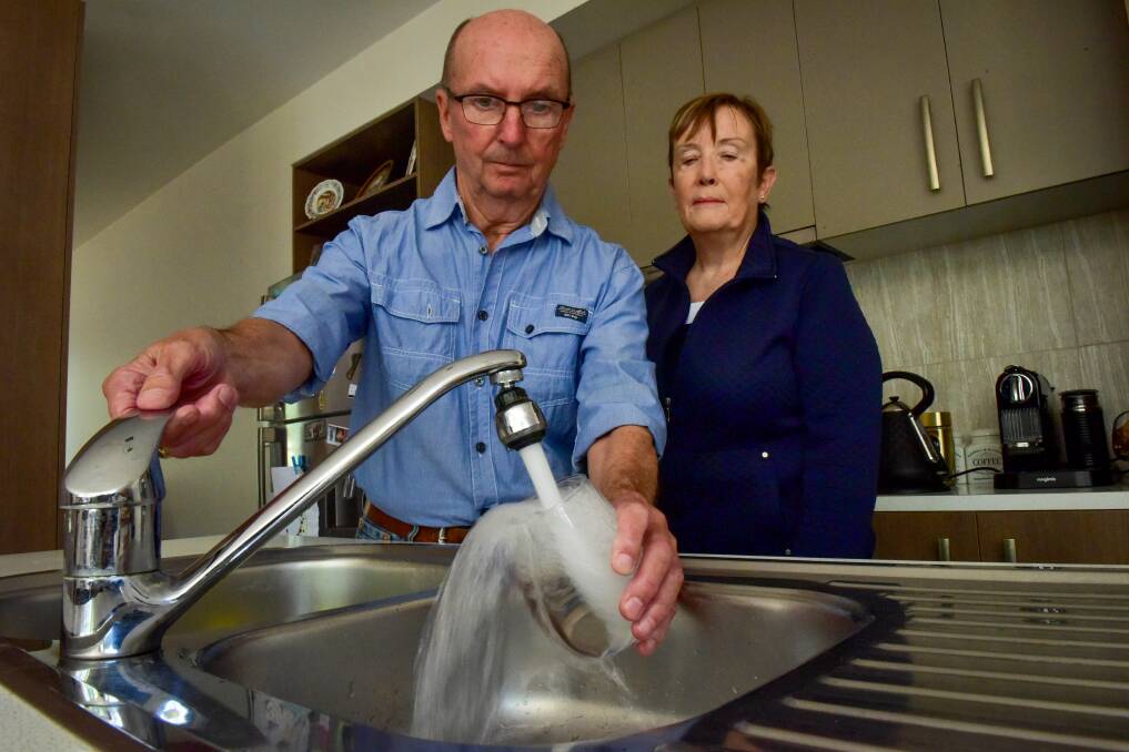UNCERTAIN: Hilary and Martin Cummings can't drink their tap water as it is too heavily chlorinated. Photo: Brendan McCarthy