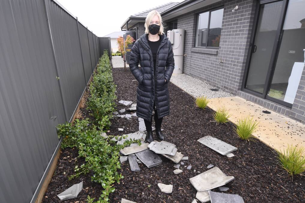 Roof tiles blew off Canopy Avenue resident Emma's house during the storm. Photo: Lachlan Bence