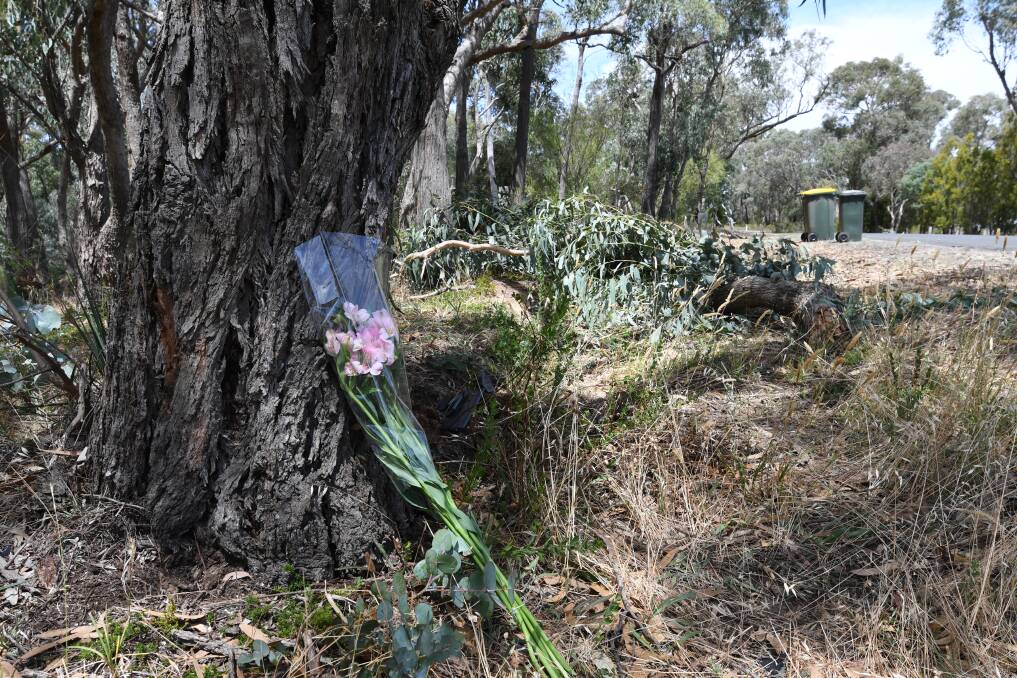 SORROW: Flowers were placed at the scene on Tuesday morning. Photo: Lachlan Bence