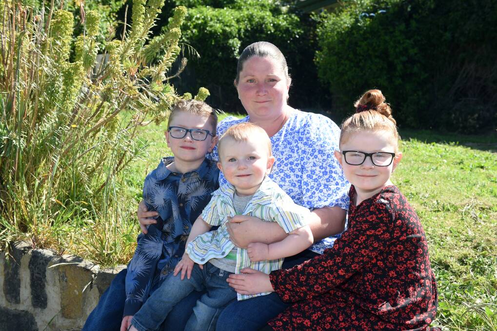 SOON TO BE REUNITED: Sarah Guinelly with her children, Marcus, 9, Kai, 20 months, and Annemarie, 7 are looking forward to seeing friends and family in Melbourne. Photo: Kate Healy