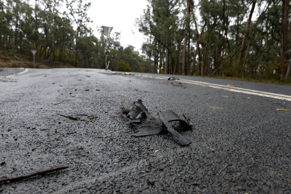 DANGER: Debris on the road early last week. Photos: Kate Healy