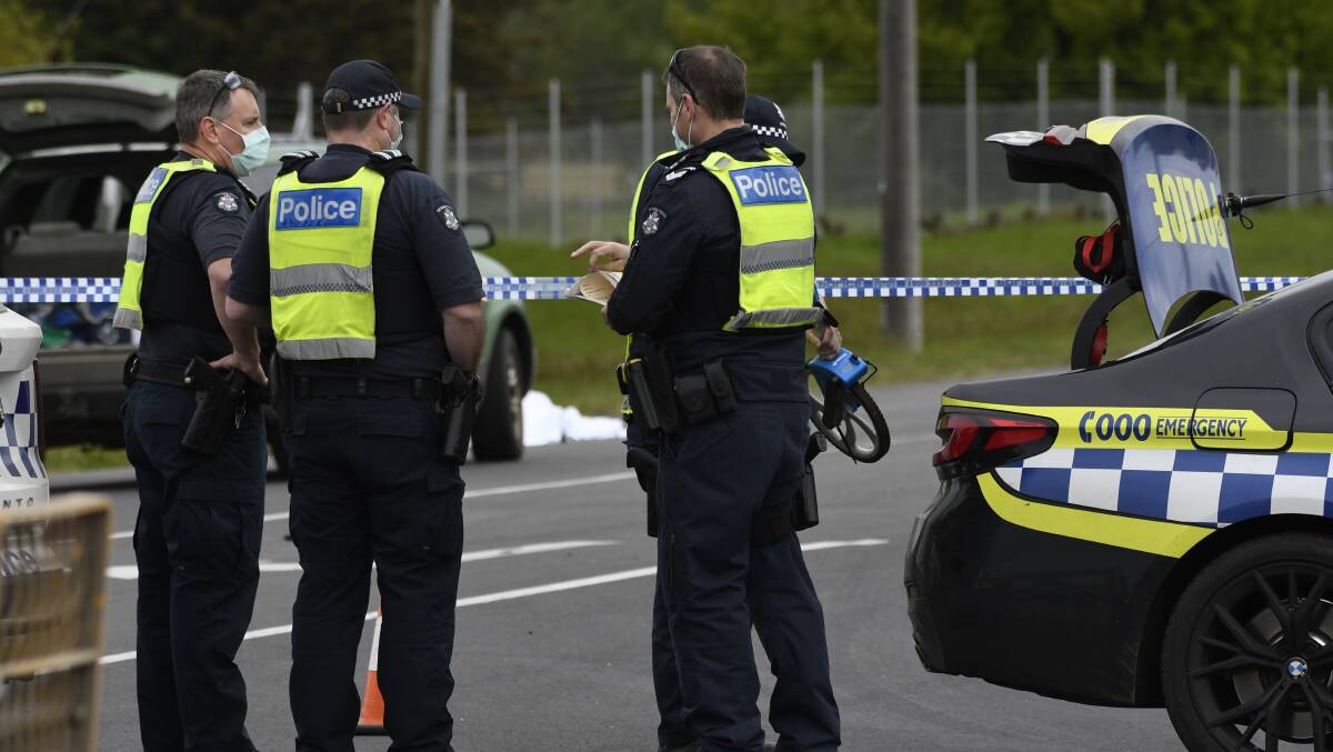 Police at the scene on Thursday morning. Photo: Lachlan Bence