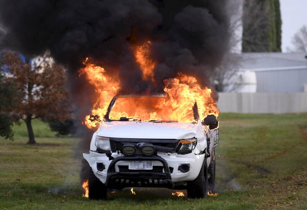 A car fire in Soldiers Hill in May, 2020. Photo: Lachlan Bence