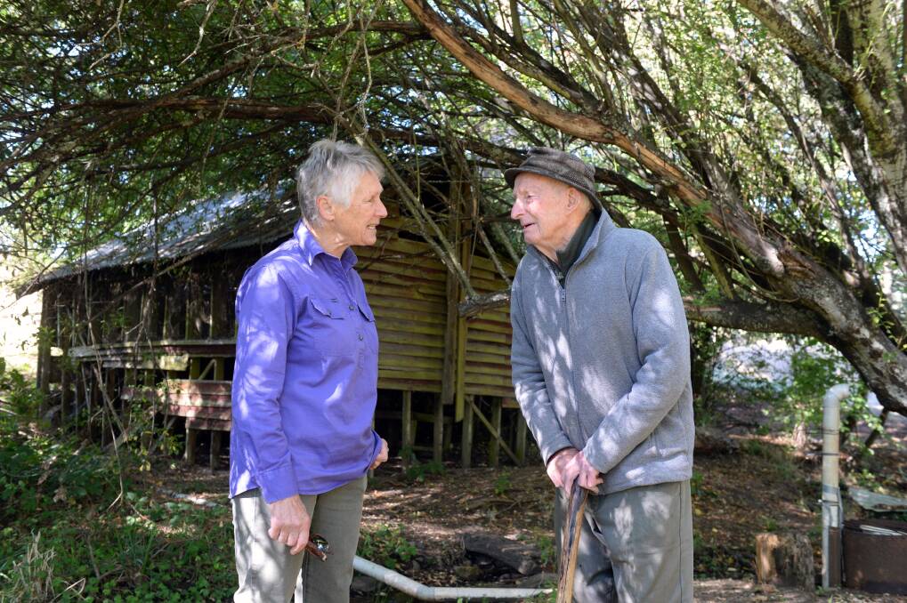 HISTORY: Margaret Thomas and Monty Kirby at the former Daylesford Trout Hatchery site. Photo: Kate Healy