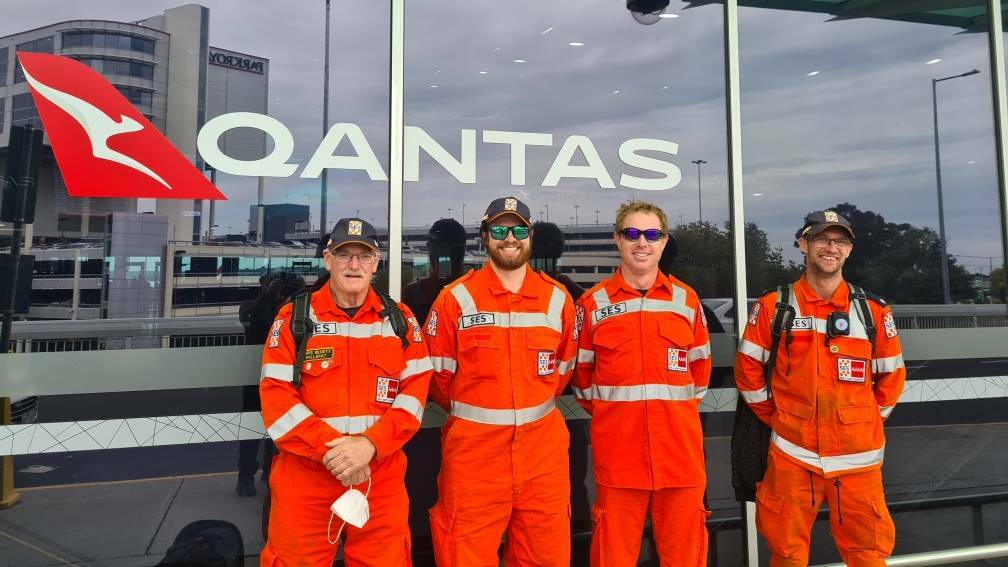 ON THE WAY: Ballarat SES unit volunteers Chris Bluett, Wiz Rennie, Trent Oldaker and Ben Lynch were part of the first deployment to WA. Photo: Supplied