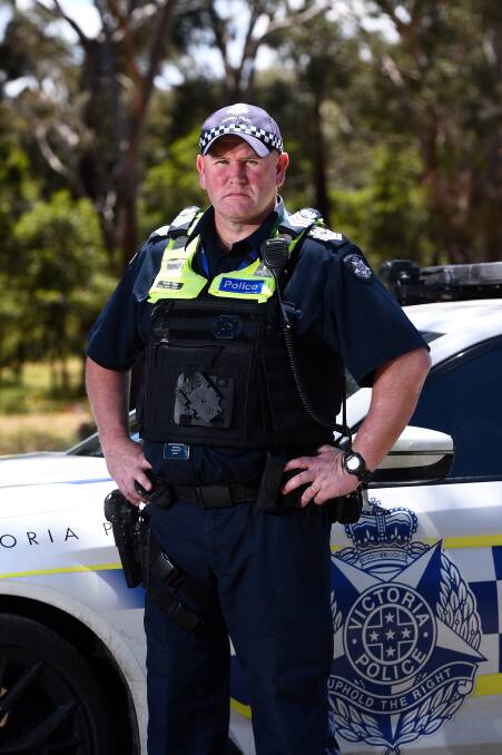 Officer in charge of Ballarat and Moorabool Highway Patrols, Acting Senior Sergeant Andy Rigg. Photo: Adam Trafford