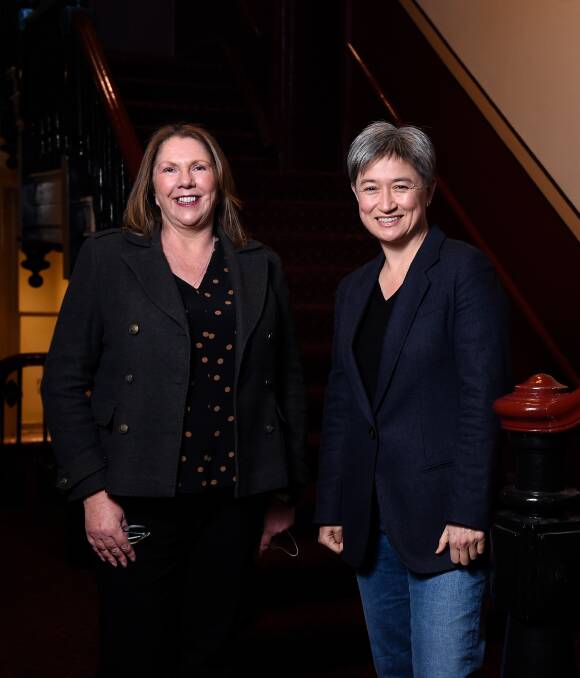 Ballarat MP Catherine King pictured with Senator Penny Wong before an event on Saturday afternoon. Photo: Adam Trafford
