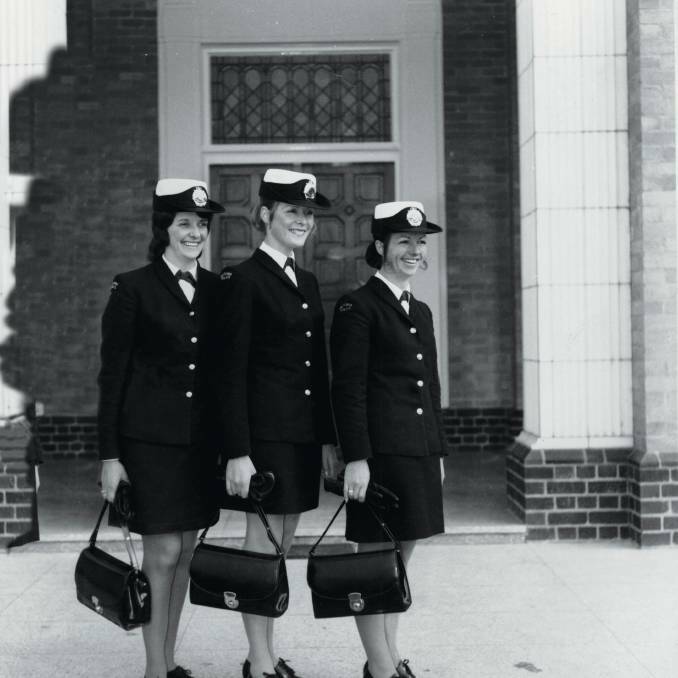 READY TO GO: Police women with their force issued handbags. Picture: Victoria Police