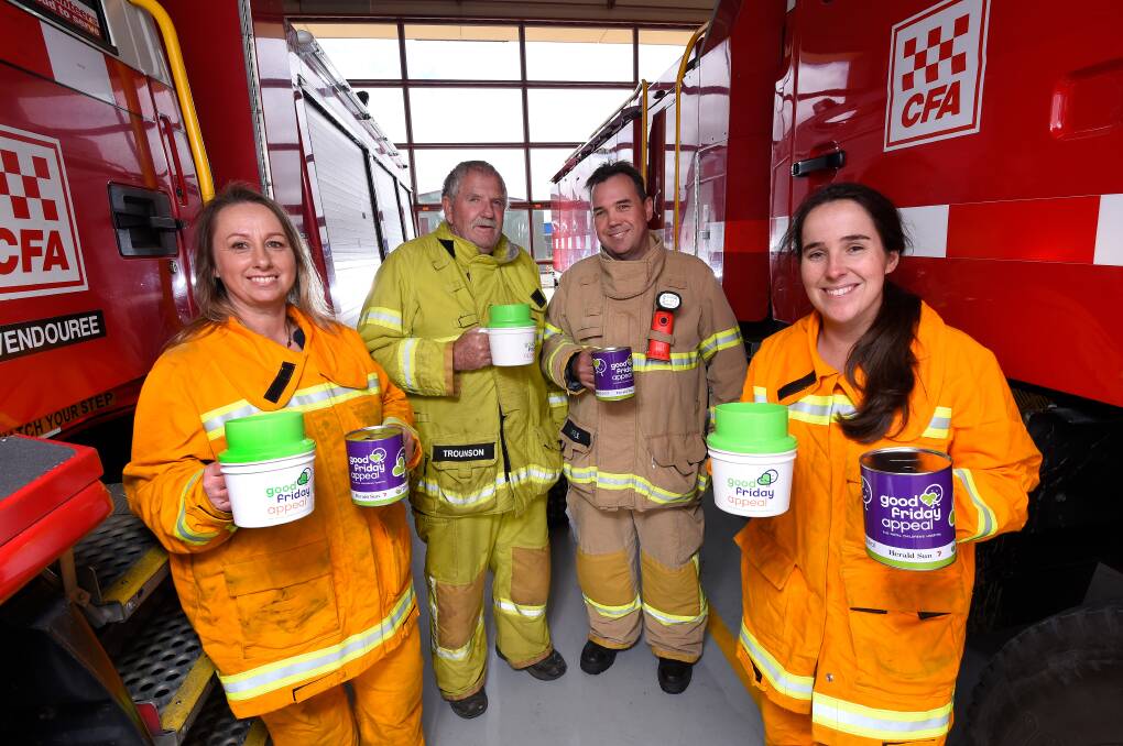 GOOD CAUSE: Wendouree volunteers Sandy Minion, Ray Trounson, Terry Emselle and Jasmine Emselle will be out fundraising for the Good Friday Appeal this year. Photo: Adam Trafford
