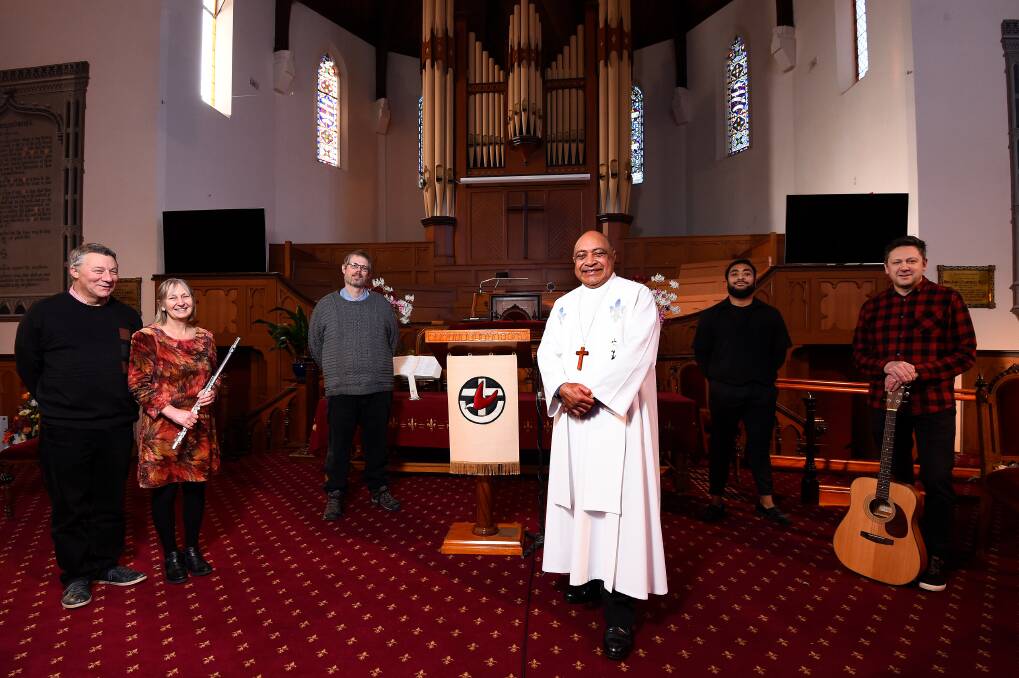 FAITH: Ballarat Uniting Church Minister Lauleti Tu'inauvai led a virtual service with a small group of others on Sunday morning. Photo: Adam Trafford
