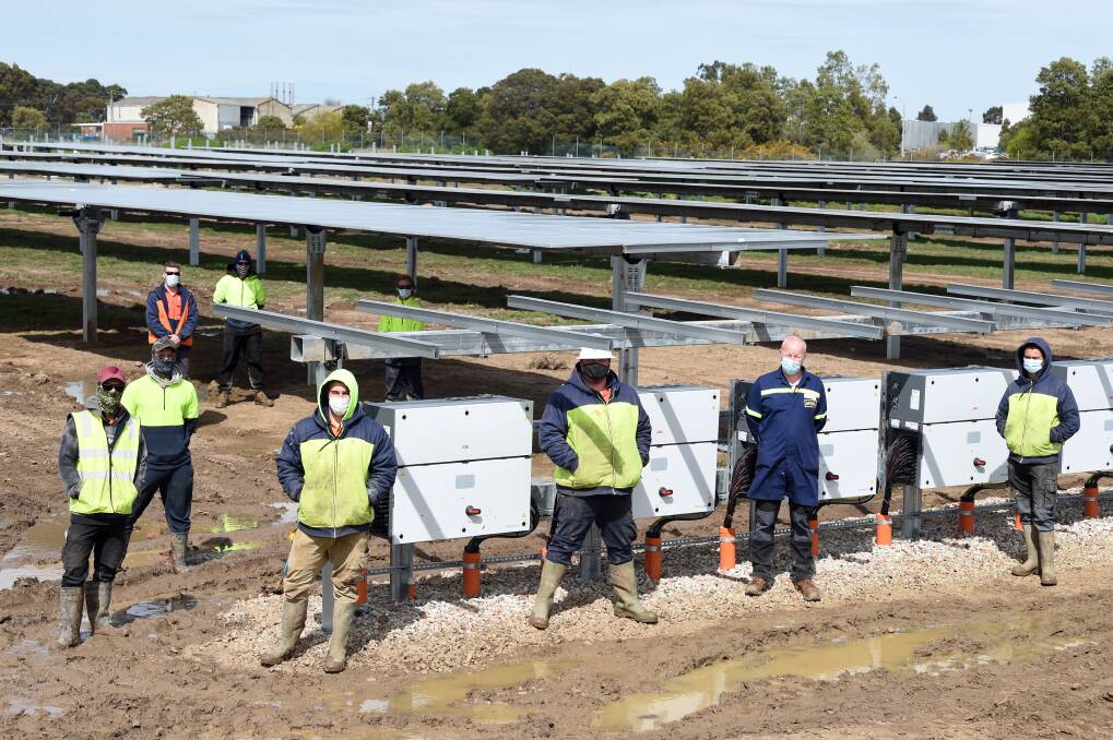 The team have been busy working on the solar array at the McCain site. Photo: Kate Healy