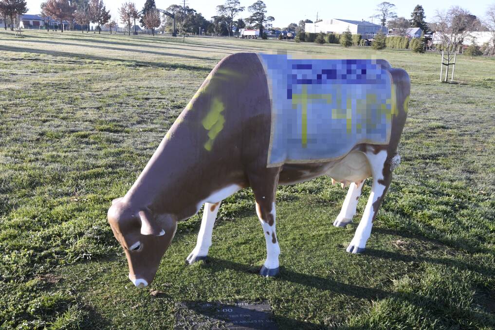 Beloved 'local' Moo was graffitied on all sides.
