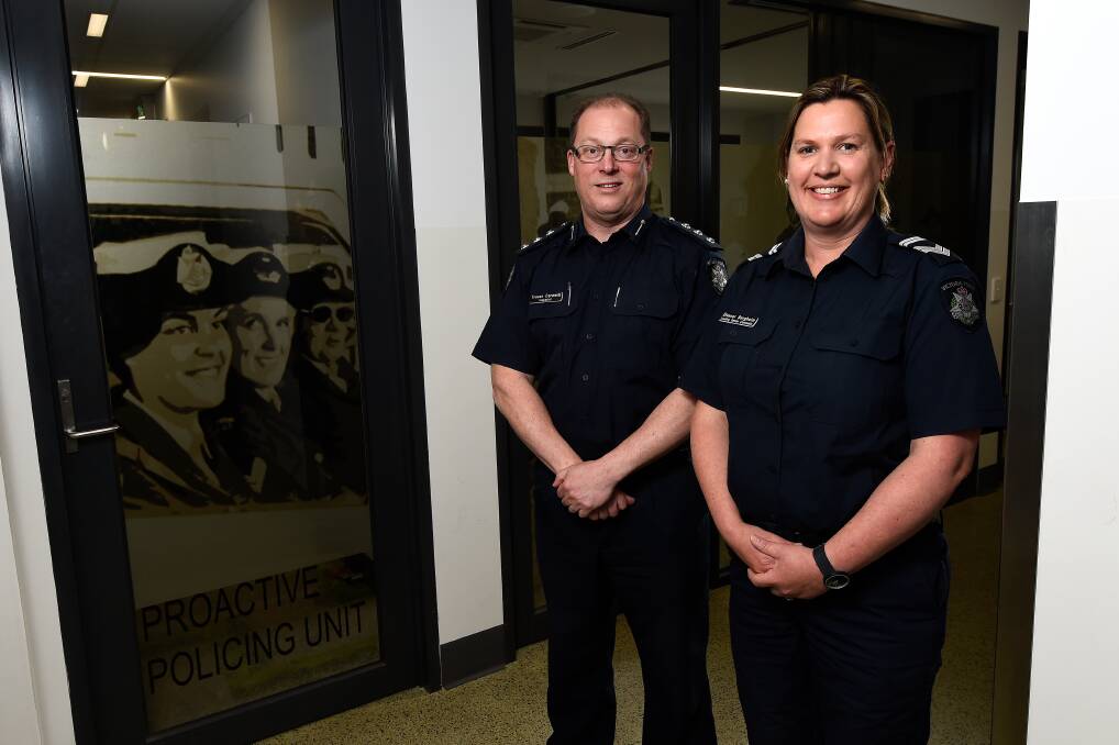 YOUTH FOCUS: Inspector Trevor Cornwill and Leading Senior Constable Eleanor Bergheim of the Ballarat Proactive Policing Unit. Photo: Adam Trafford