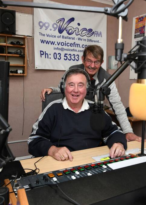 ON AIR: Voice FM's long time veteran brothers Neil Steinman and Allan Steinman. Photo: Lachlan Bence