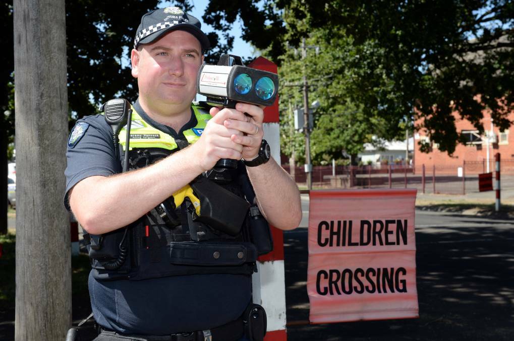 SLOW DOWN: Acting Sergeant Jeremy Hancock will be one of the police enforcing the school zone speed limits. Photo: Kate Healy
