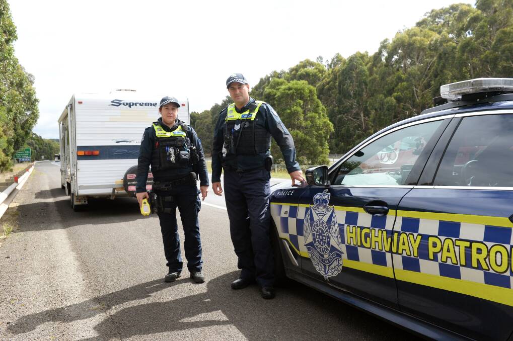 SAFETY FOCUS: Ballarat Highway Patrol's Acting Sergeant Rochelle Muir and Sergeant David Whitwell. Photo: Kate Healy
