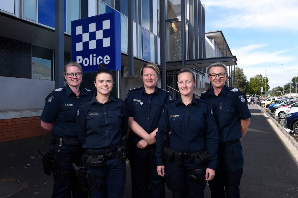 EMPOWERMENT: Senior sergeant Michelle Kilburn, Constable Sarah Torpy, Superintendent Jenny Wilson, Constable Sheree Roberts and Sergeant Kylie Campbell. Photo: Adam Trafford