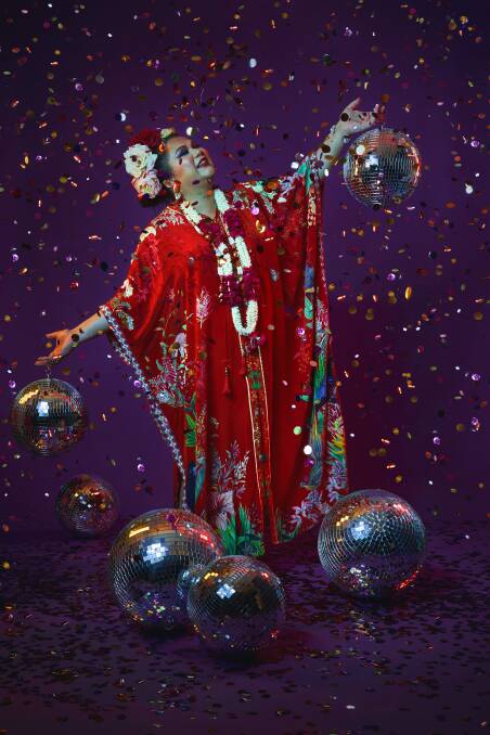 GLITTER: Katherine Wolfgramme dressed in a kaftan as part of the Camilla Mardi Gras Photoshoot. Photo: 'Camilla'