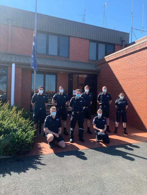 Ballarat firefighters had one minutes silence to honour all victims of the 9/11 attacks, including 343 firefighters, on Saturday morning. Photo: Supplied
