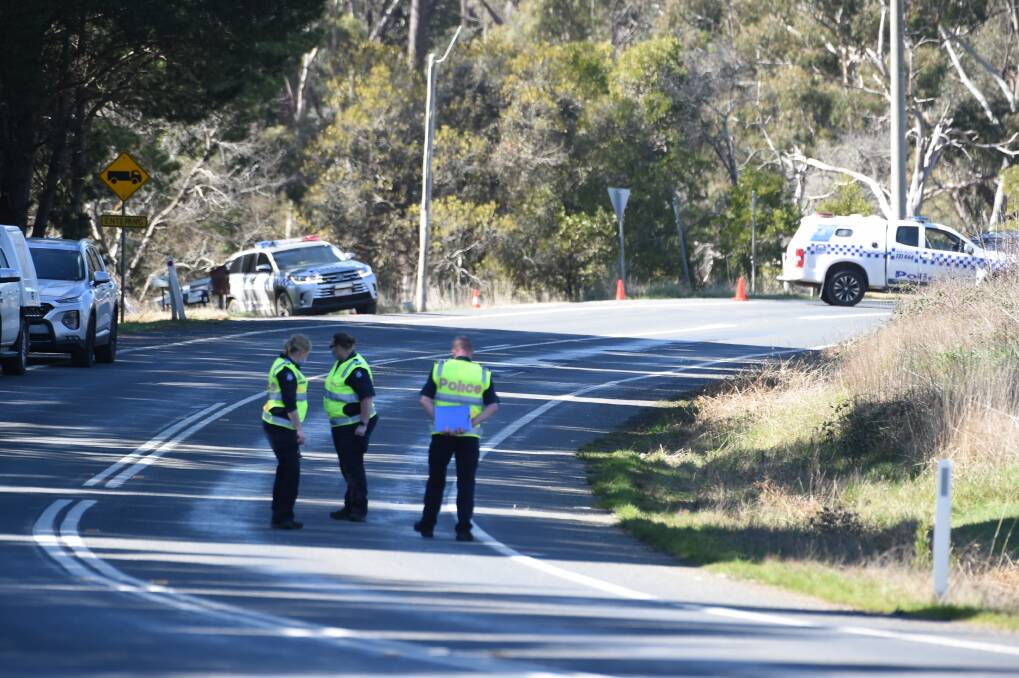 The Major Collision Investigation Unit at the scene of the crash on Saturday morning. Photo: Kate Healy