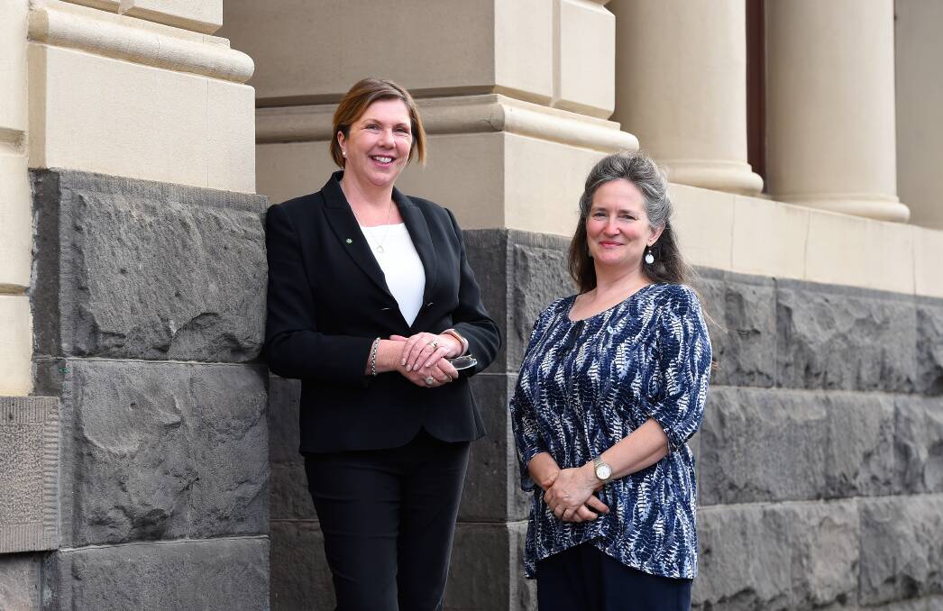 FUNDING PLEDGE: Ballarat MP Catherine King with  Breastfeeding Counsellor at the Australian Breastfeeding Association's Meredith Alexander. Photo: Adam Trafford