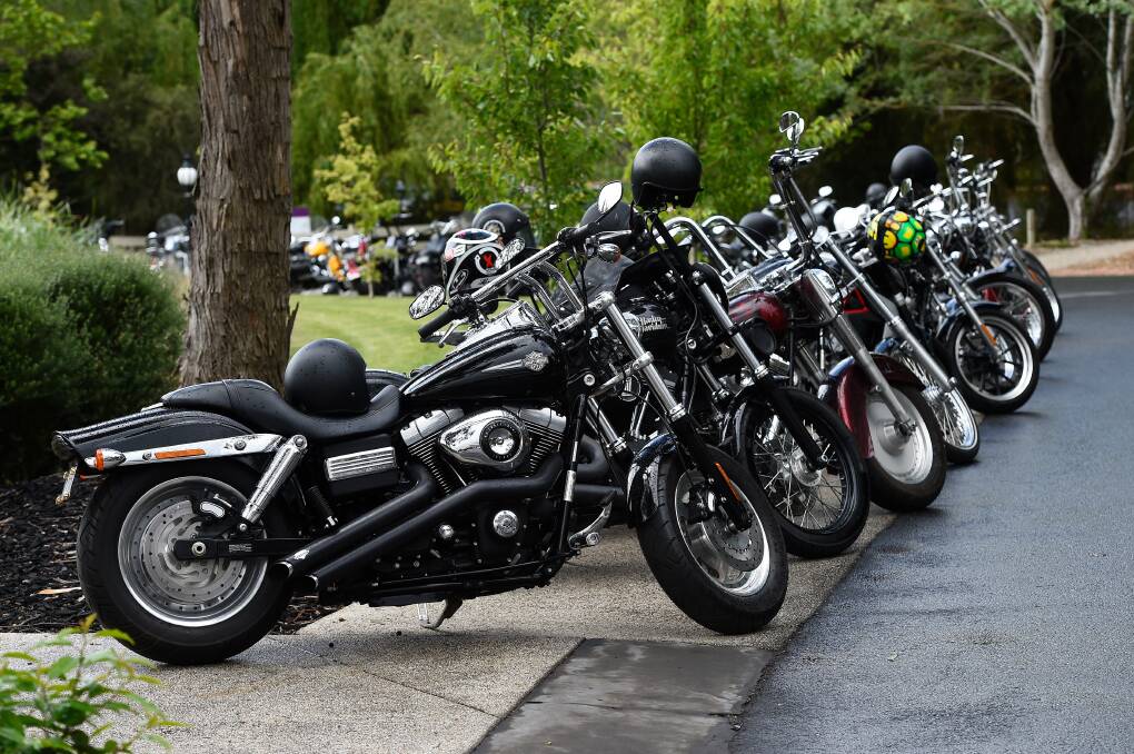 BIKERS: Dozens of motorcycles were lined up outside the service. Photo: Adam Trafford