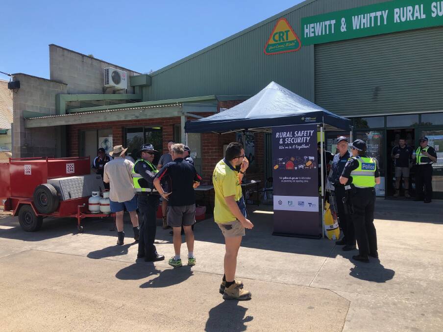 SAFETY FOCUS: Police discussed rural security with community members in Avoca on Friday. Photo: Supplied