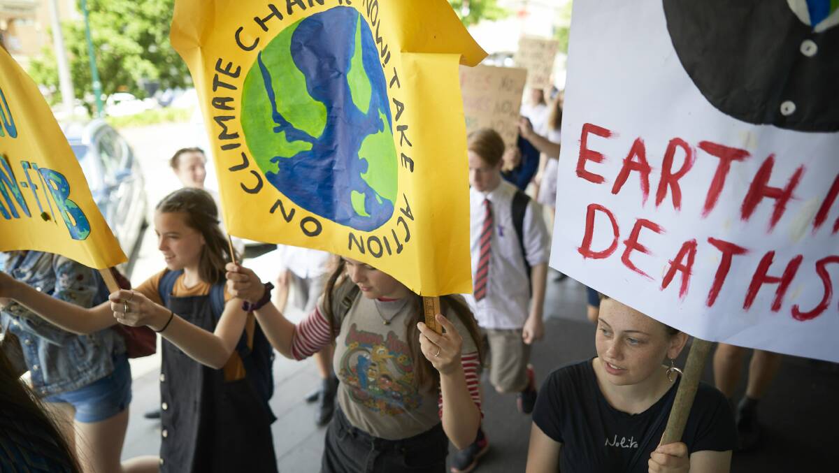 A 2018 Ballarat student strike for action to counter climate change. Photo: Luka Kauzlaric