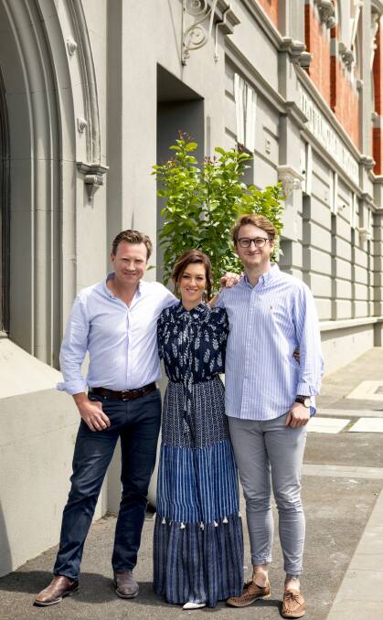 WINNING: Simon and Gorgi Coglan with their business partner Drew Harry in front of the Provincial Hotel. Photo supplied.