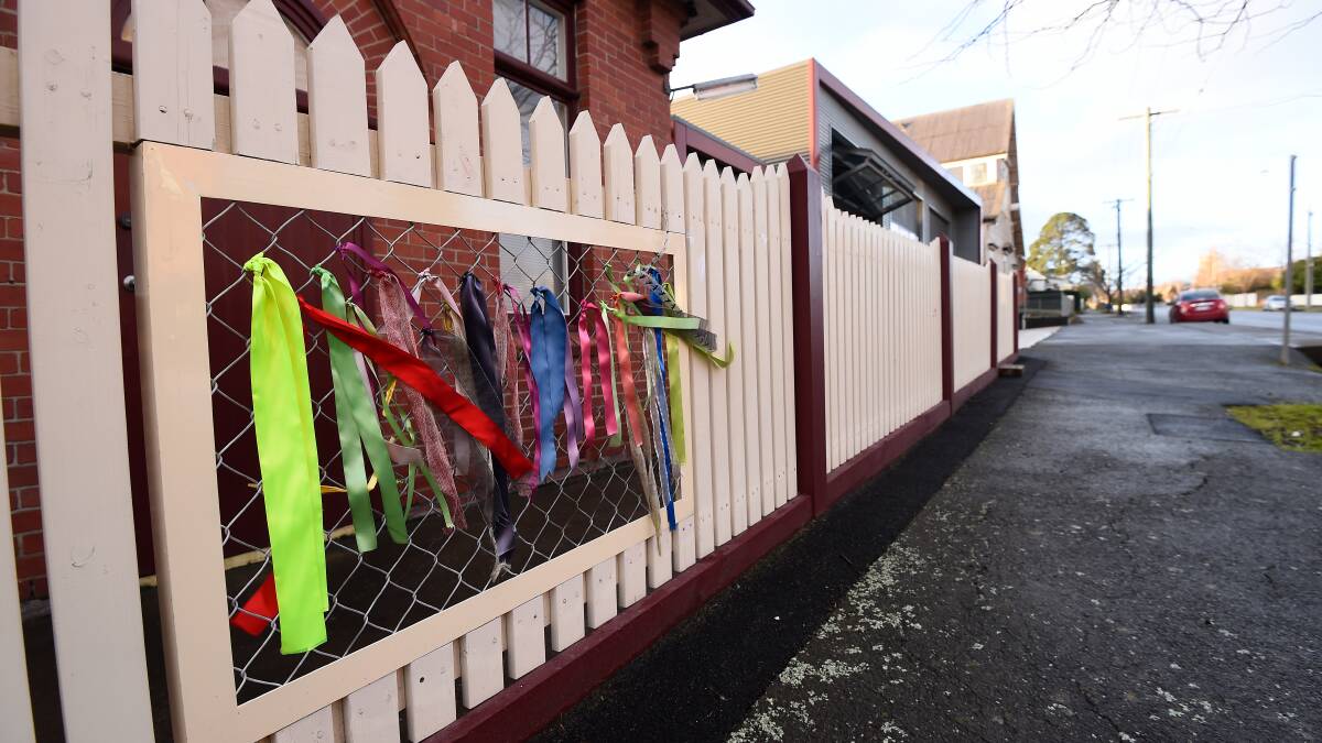 TRIBUTE: The plaque will stand alongside the 'loud fence' ribbons outside the Ballarat Fire Station. Photo: Adam Trafford.
