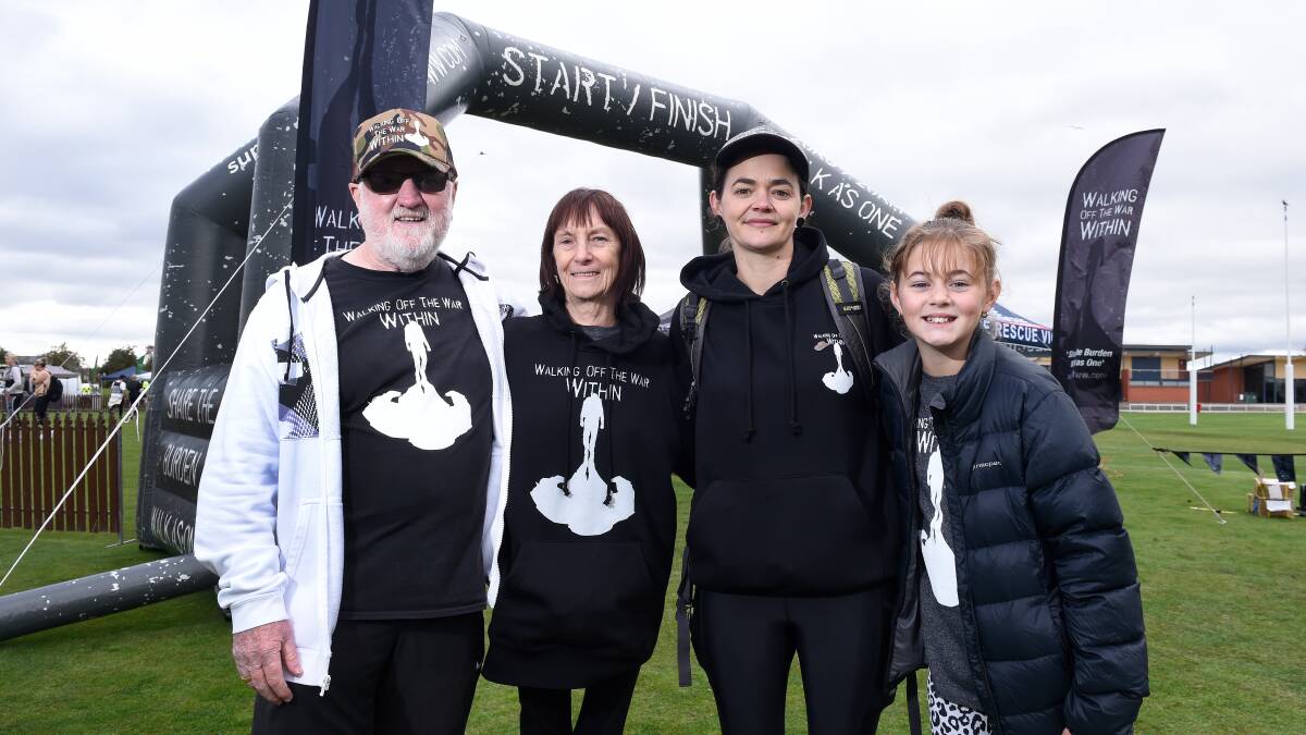 UNITED FRONT: Nathan Shanahan's dad John with his wife Lesley and Nathan's wife and daughter Kosha and Lila Shanahan. Picture: Adam Trafford.