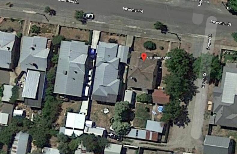 An aerial shot of the property on Inkerman Street. Picture: Google Maps.