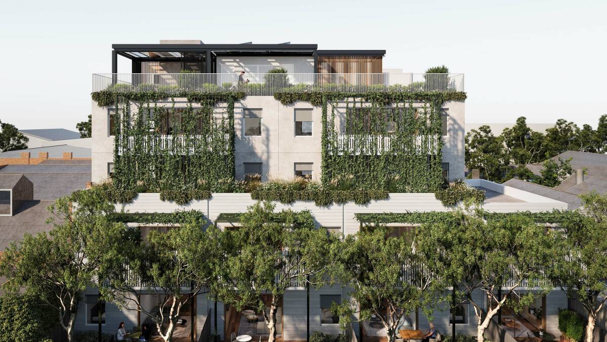 GREEN LIGHT: An artist's rendering of the rear of the planned apartment block, which is planned for 11 Davey Street in Central Ballarat. 