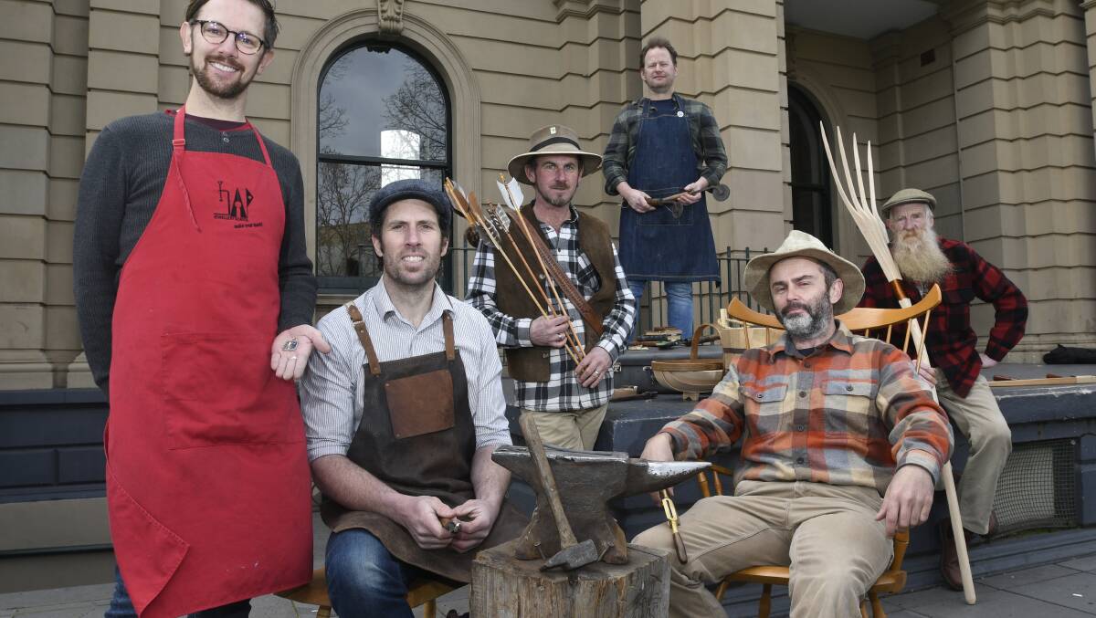 Artisans appear at the announcement of the Lost Trades Fair coming to Bendigo. Photo: NONI HYETT