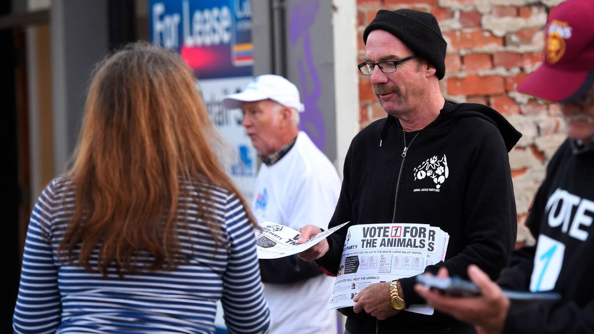 A voter takes leaflets on the way to the pre-polling booth at Grenville Street North. Photo: Adam Trafford.
