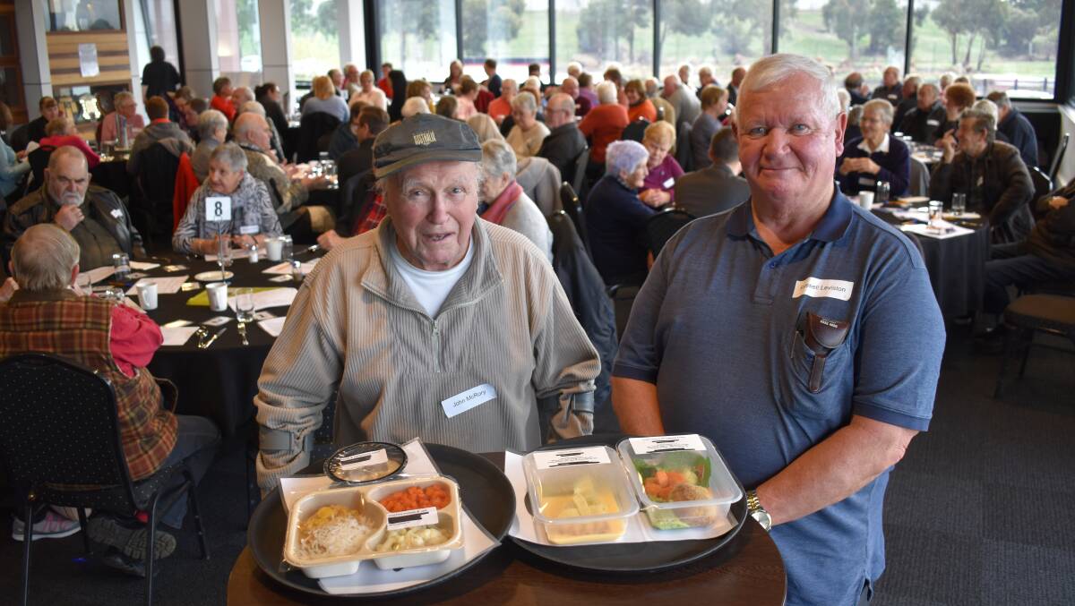 John McRory , left, with Russell at a taste-testing earlier this year. Photo courtesy City of Ballarat Council.