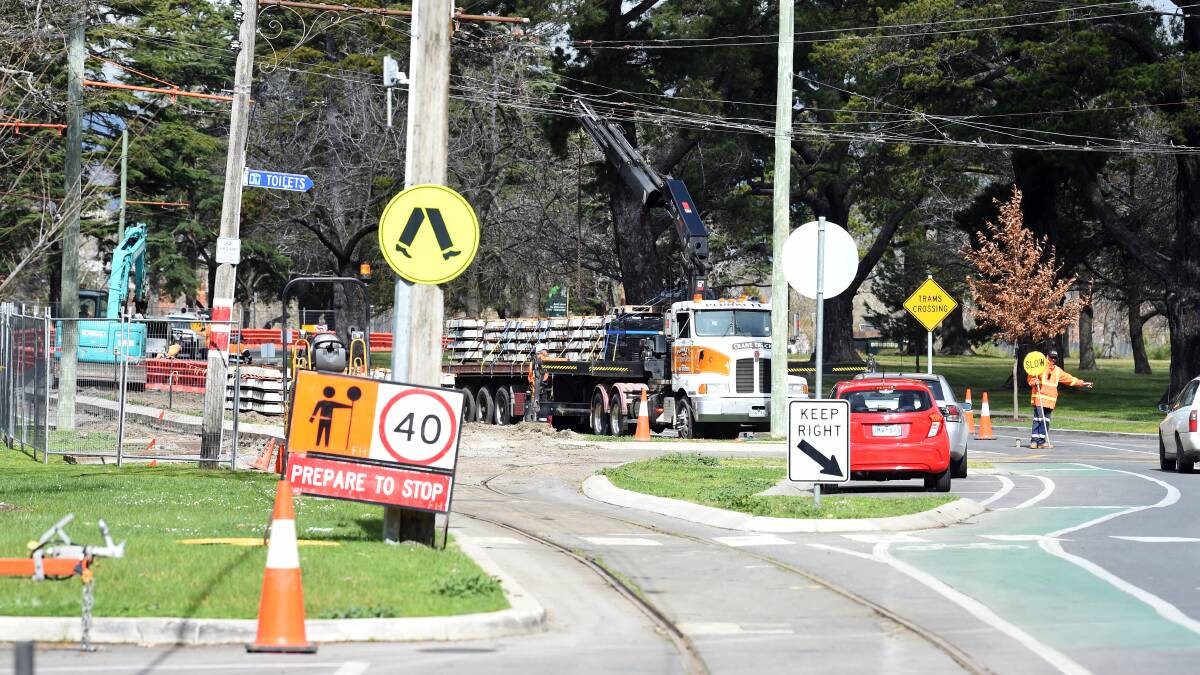 WORK IN PROGRESS: Tram tracks dating back to the beginning of last century will be removed and replaced in month-long works taking place in Lake Wendouree this month. Photo: Kate Healy. 