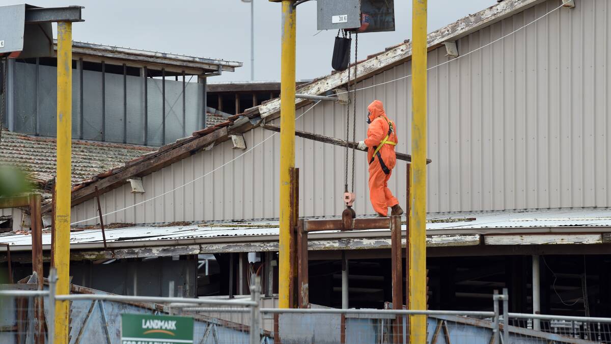 DECONTAMINATION: Asbestos has been removed from the old saleyards buildings this week. Photo: Kate Healy.
