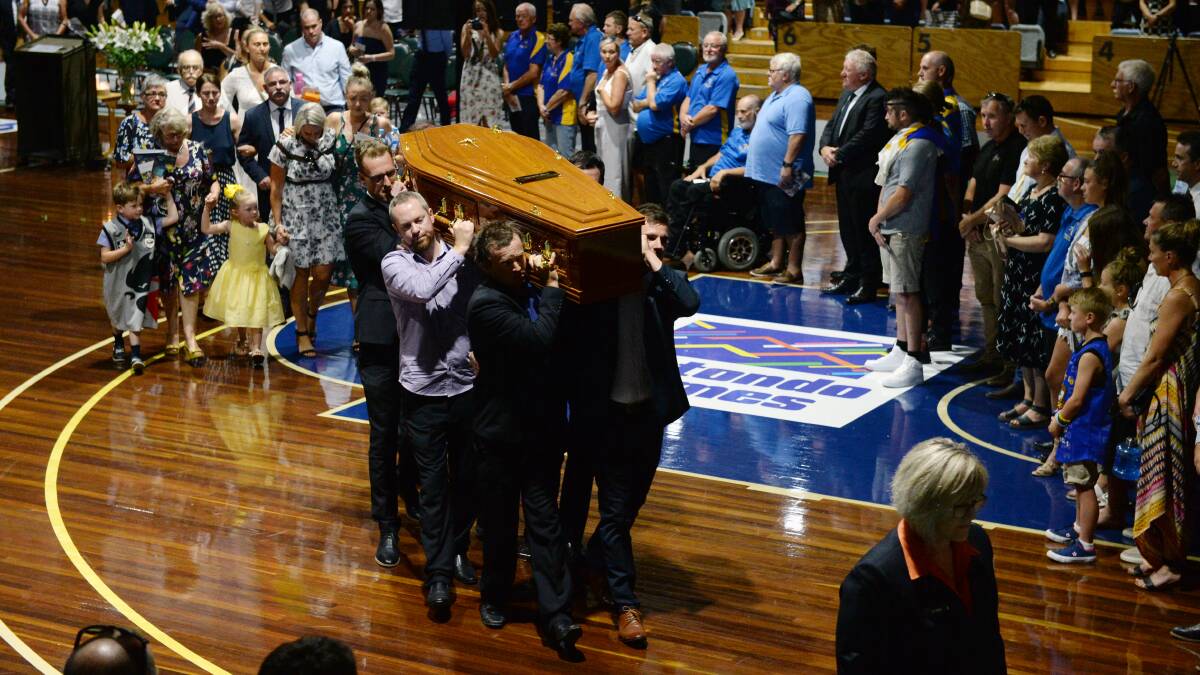 MUCH LOVED: Hundreds of mourners attended the funeral of Adam Jenkins at Minerdome Stadium. Picture: Kate Healy