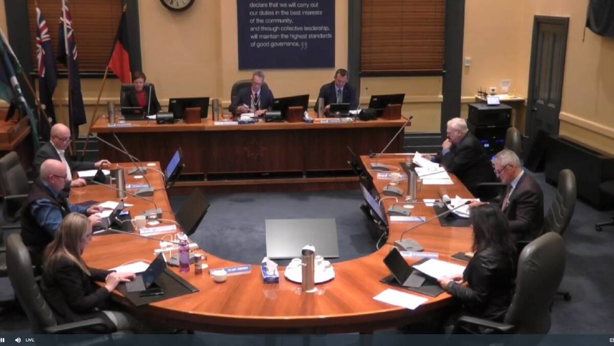 A screengrab from the council meeting, which was broadcast but did not have any members of the public present. 
