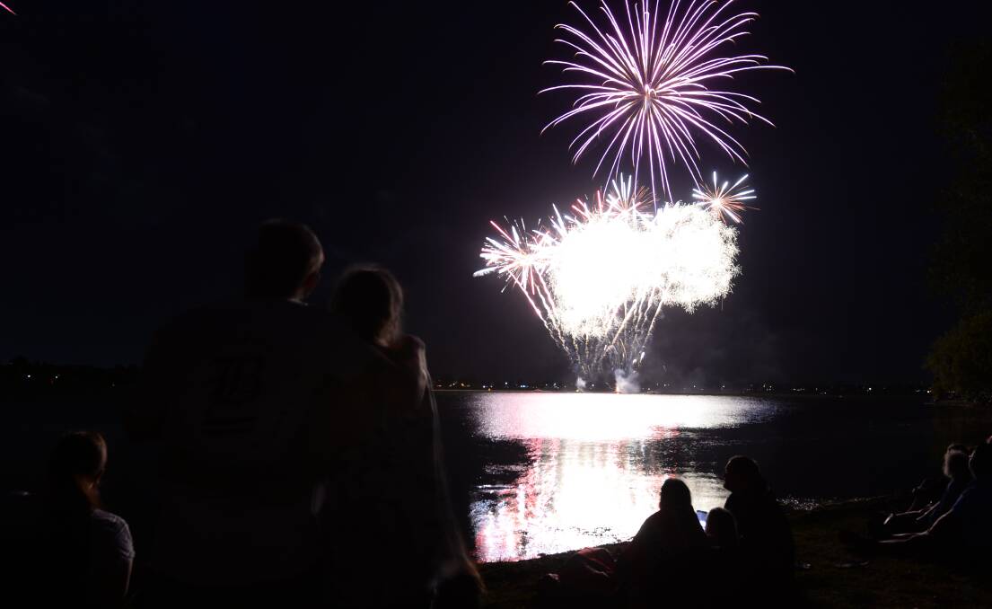 The 2019 Australia Day fireworks around Lake Wendouree.