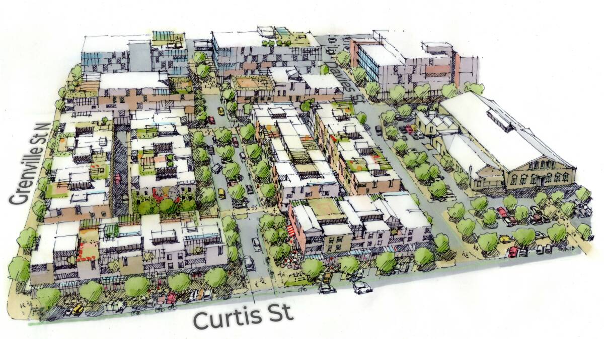 LONG-TERM PLAN: Housing and tree-lined streets could be found where Big W and its car park, according to suggestions in the council's draft urban renewal plan for Bakery Hill.