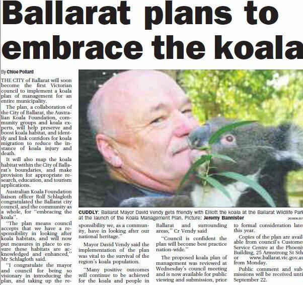 How The Courier reported the adoption of the Ballarat Koala Plan in 2006