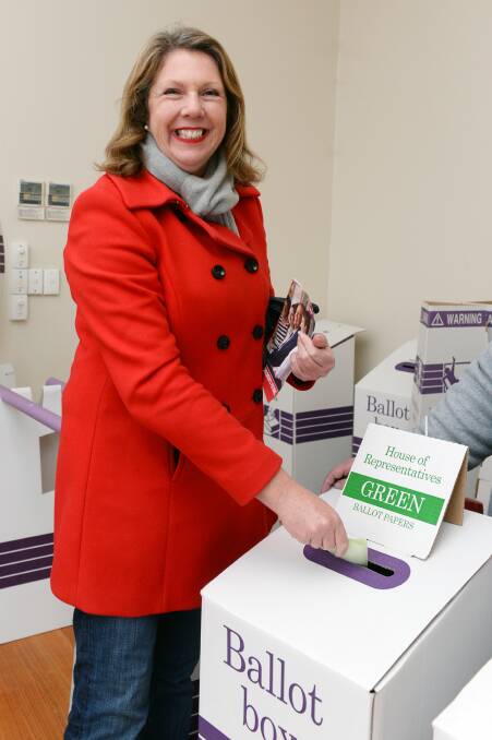 The incumbent MP Catherine King voting in the last federal election in 2016. Photo: Kate Healy.