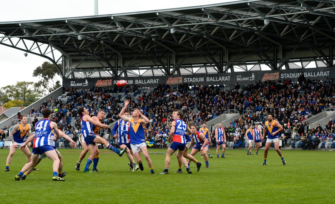 MEMORIES: East Point and Sebastopol during the 2019 BFL grand final at Mars Stadium. Picture: Adam Trafford