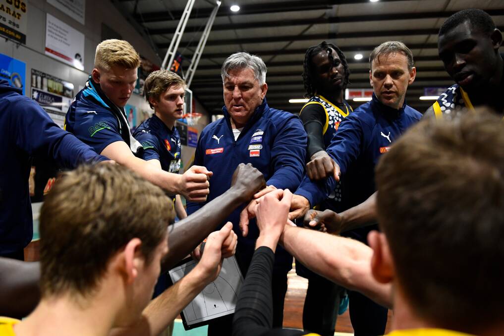 HANDS IN: The Ballarat Miners enjoyed a history-making season in 2019, finishing atop the inaugural NBL1 competition table.